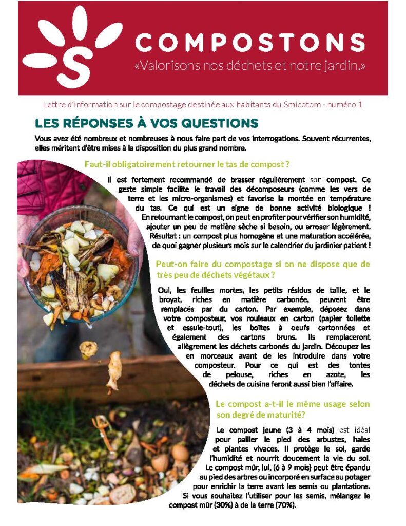Lettre info compostage Page 1 Compostons ! Les astuces indispensables SMICOTOM 33